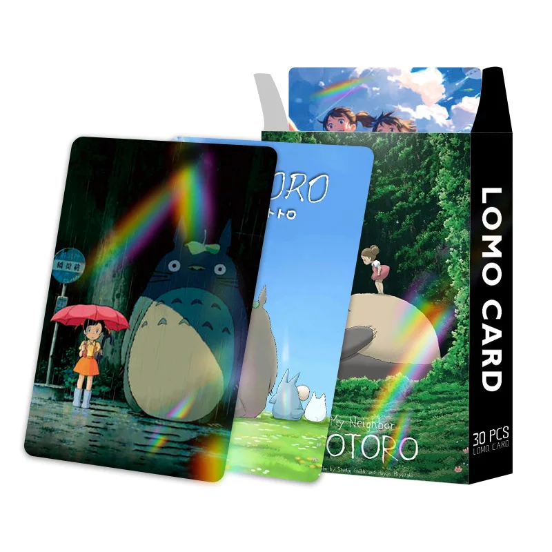 30 Stücke Spot Laser Flash Karte Totoro Box Kleine Karten LOMO Karte Anime Peripherie Sammlung Karte Foto Karte – Detail 4