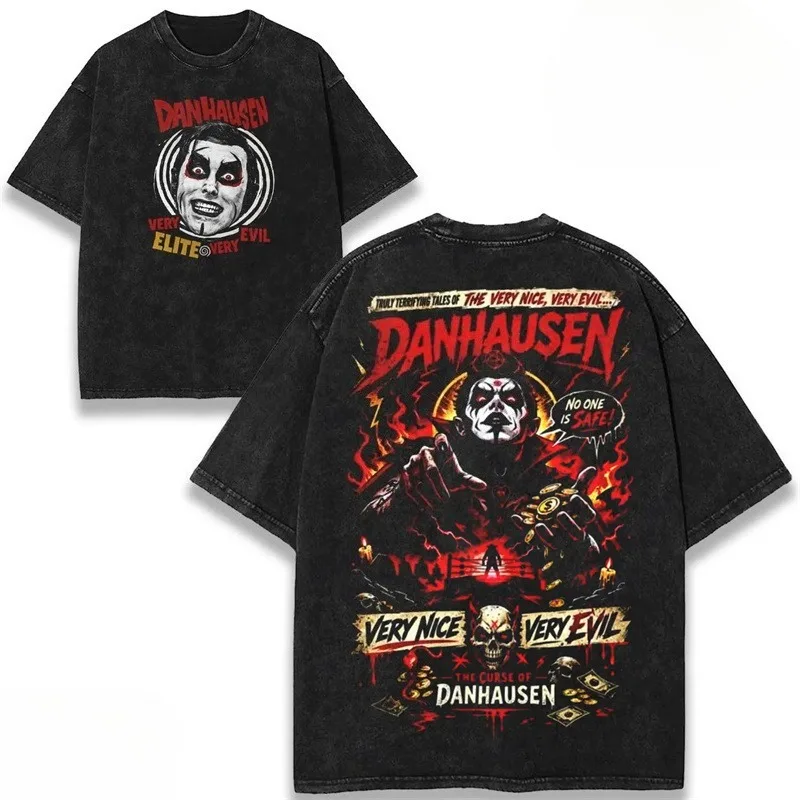 Danhausen Merch Tracklist Cotton Tee Summer Women Men Fashion HipHop Vintage Wash Short Sleeve T-Shirts