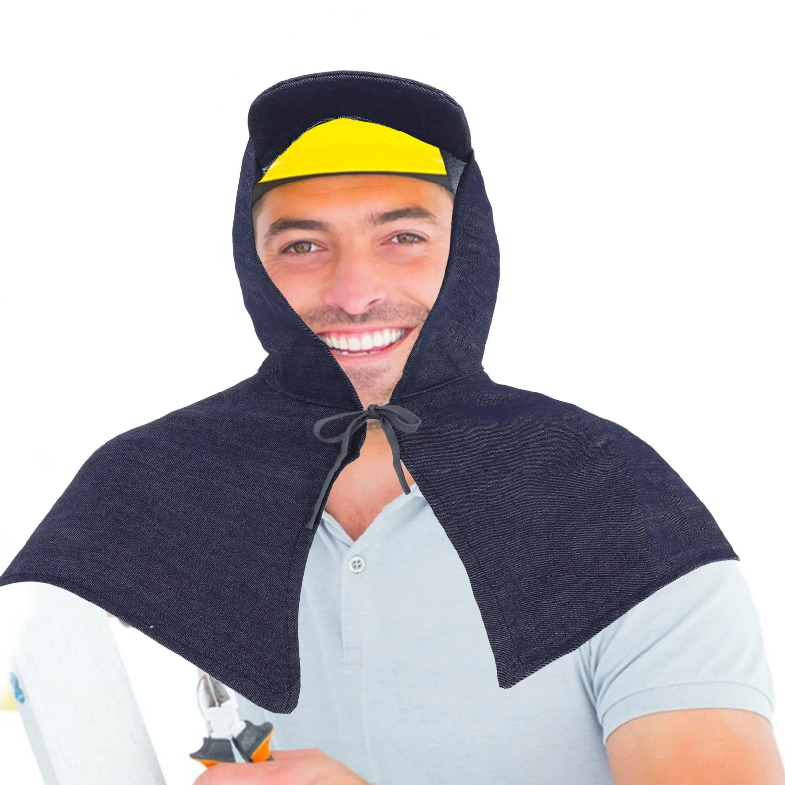 

Soft Denim Work Hood Protective Shawl Comfortable Breathable Hood for Sandblasting Woodworking Cutting Safety Cutting Mask