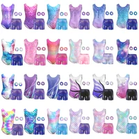 Leotardos de gimnasia para niñas, leotardo de gimnasia atlética brillante, trajes de caída, Ropa de baile para niños con pantalones cortos a juego, diadema