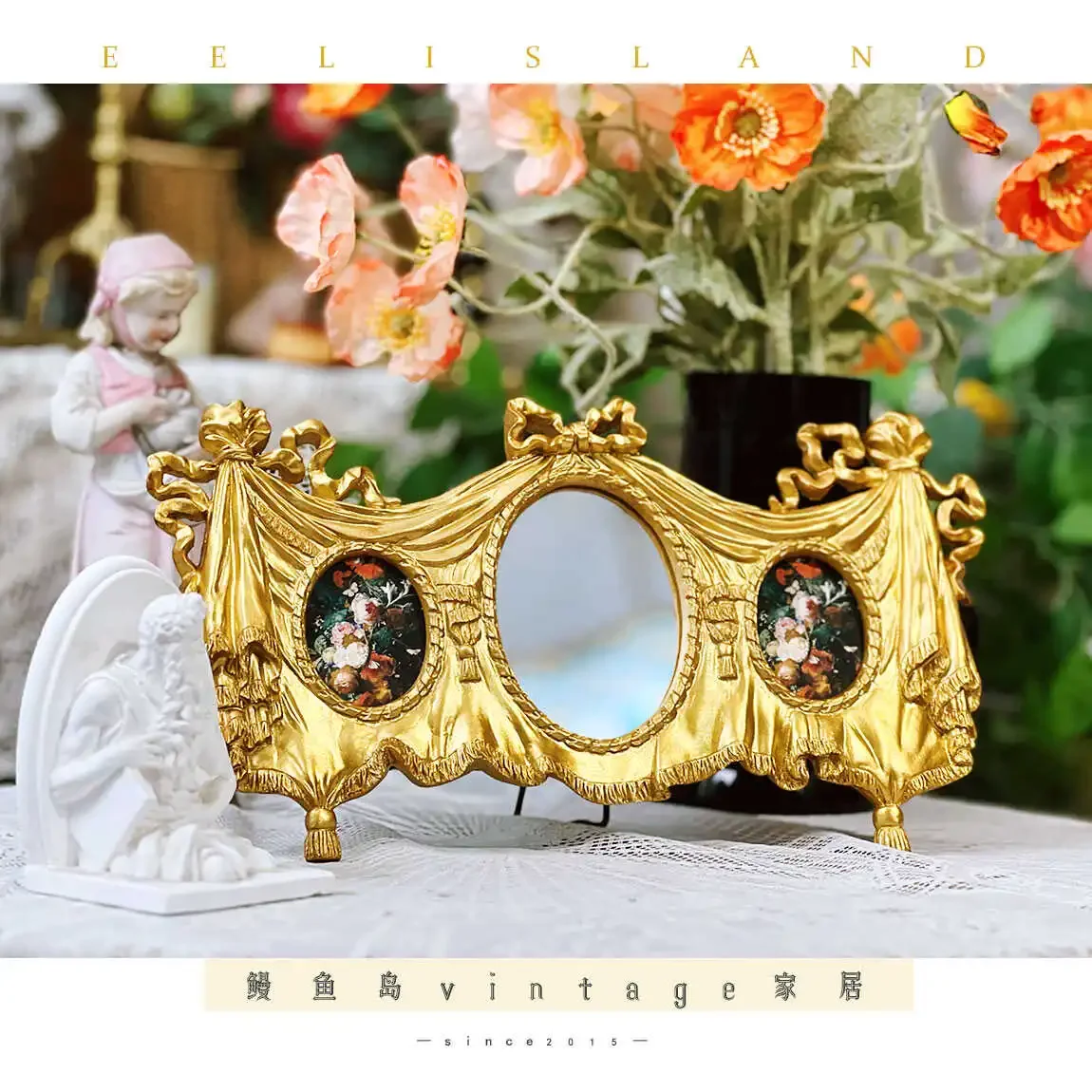 

Retro European-style relief resin photo frame picture frame home furnishing homestay wall decoration painting bow engraved tript
