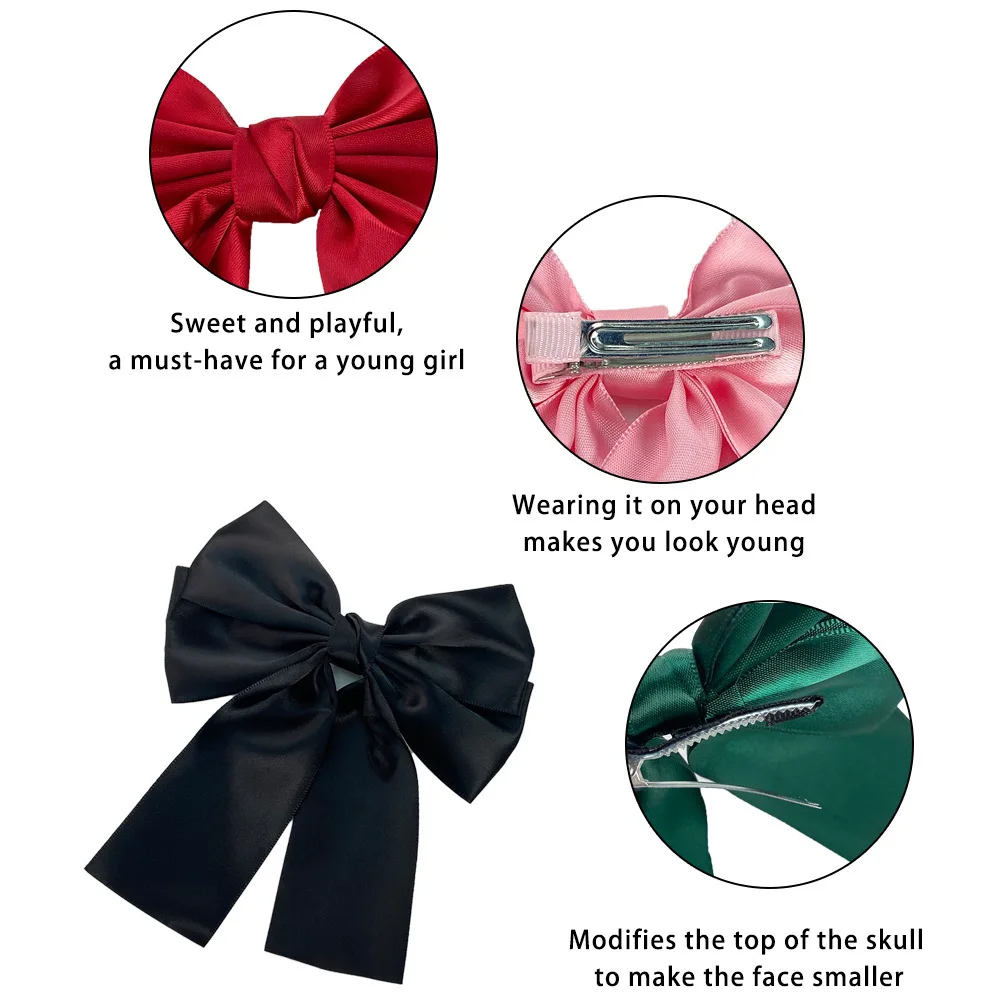 Neue Große Elegante Satin-Haarspange mit Mehrschichtigen Schleifen Mehrfarbiges Glänzendes Band-Accessoire für Frauen Süße Haarstyling-Dekoration – Detail 16