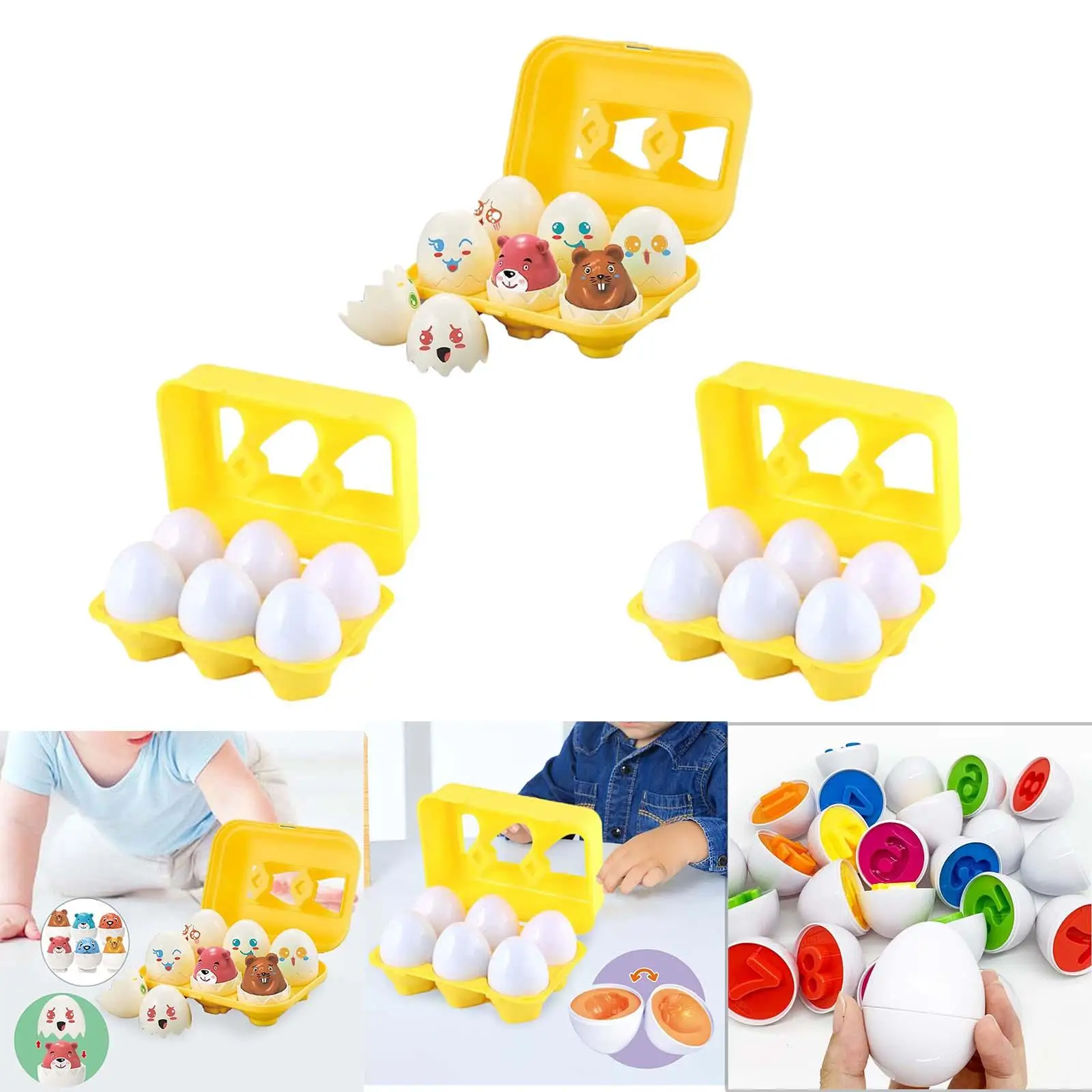 Matching Eggs Toy Montessori with Eggs Holder Shape Color Matching Eggs Toy for