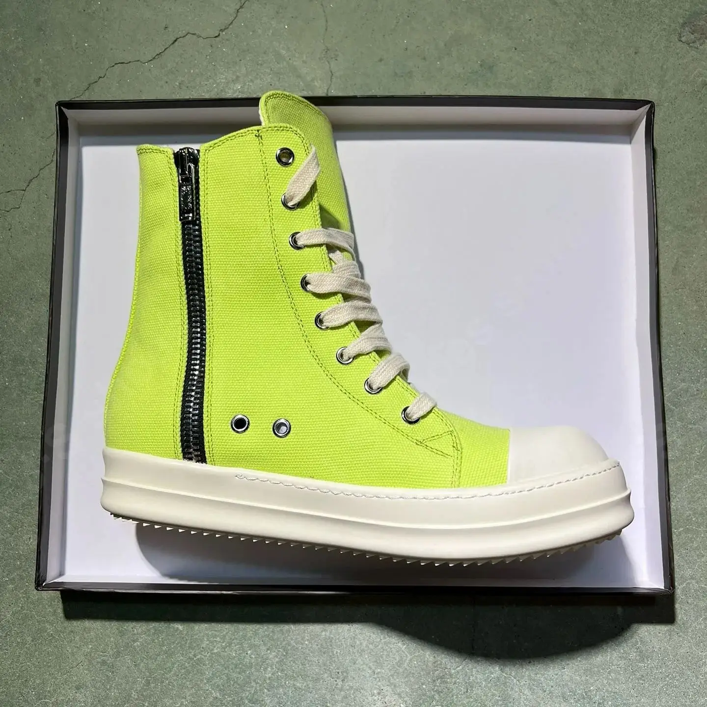 Factory Sales Men Shoe Brand Ricks High Top Shoes Fruit Green Canvas Sneaker Owens Boots Women Casual Shoes Luxury Flat Sneakers