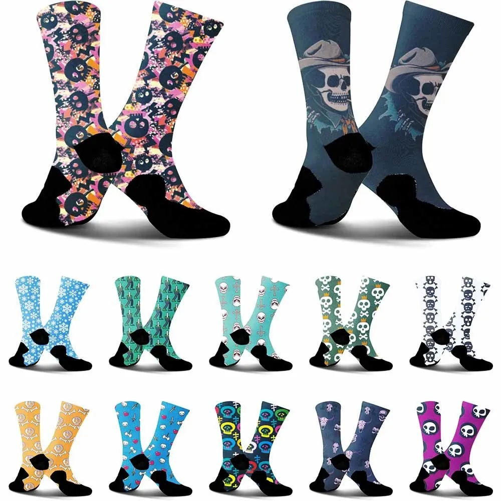 

2025 new creative skull pattern sports cycling socks with a crown,lightweight,breathable,durable,moisture wicking,sweat wicking