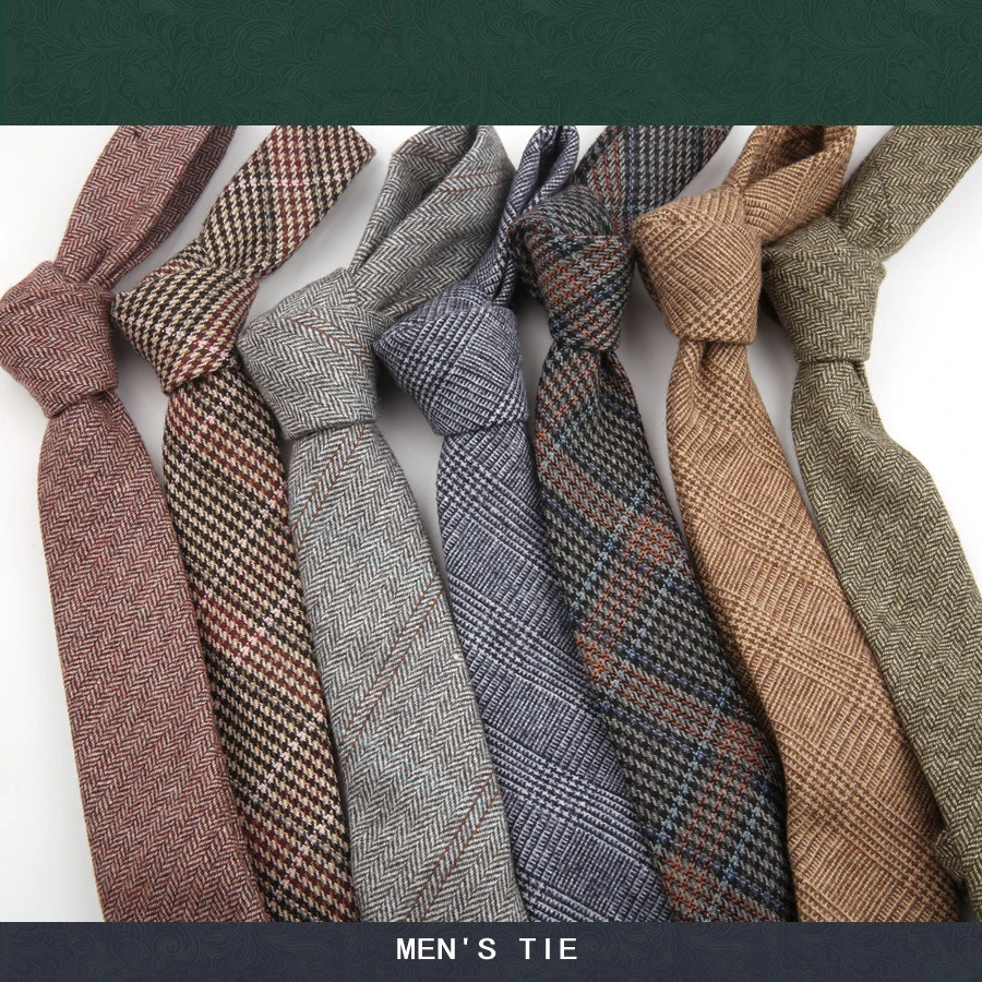 

Linbaiway Vintage Solid Wool Ties for Men High Quality Slim Suits Neckties Mens Wool Knitted Neck Tie for Wedding Women Cravats
