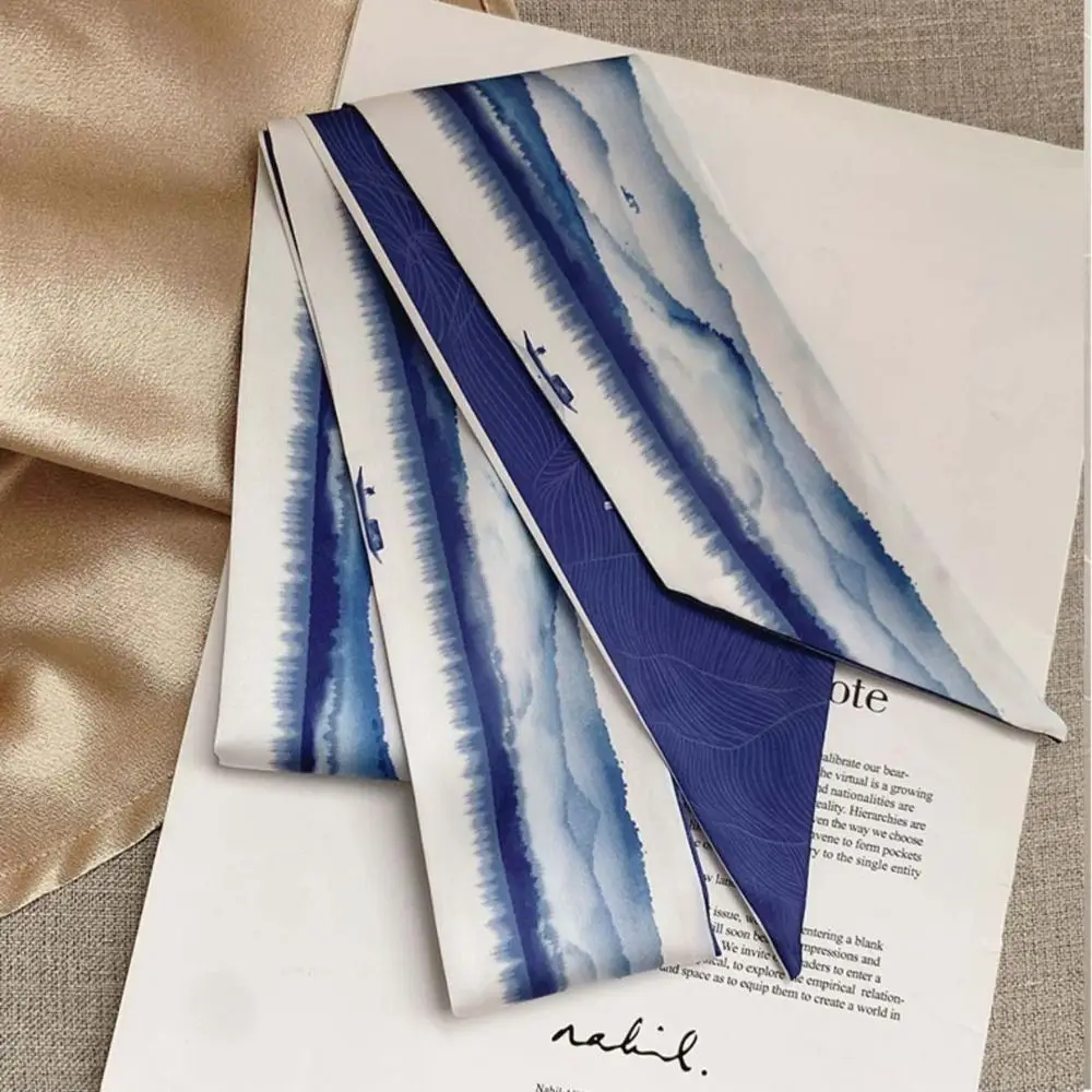Fascia per capelli floreale retrò Nastro per pittura a olio Foulard Cravatta in stile cinese
