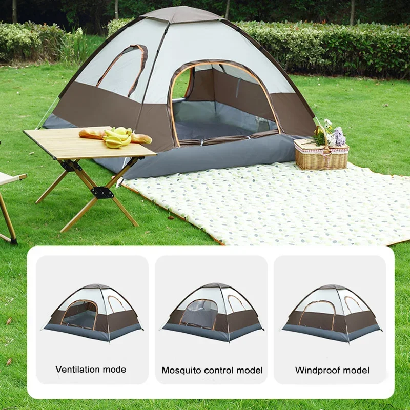 Outdoor Camping Tent 3-4 Person Quick Setup Sunshade tent Family Wilderness Camping Tent for Hiking And Travel