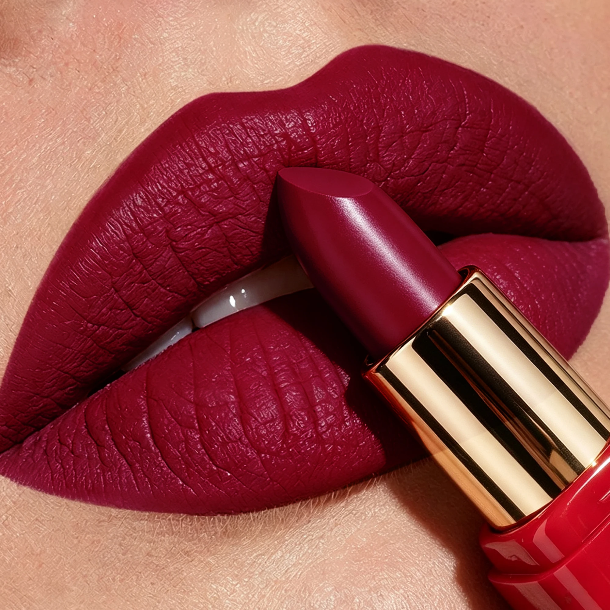 JUJU DREAM Berry Red Lipstick Moisturizing Glossy Shine Finish High Pigment Long Lasting Waterproof Nonstick Cup Lips Makeup
