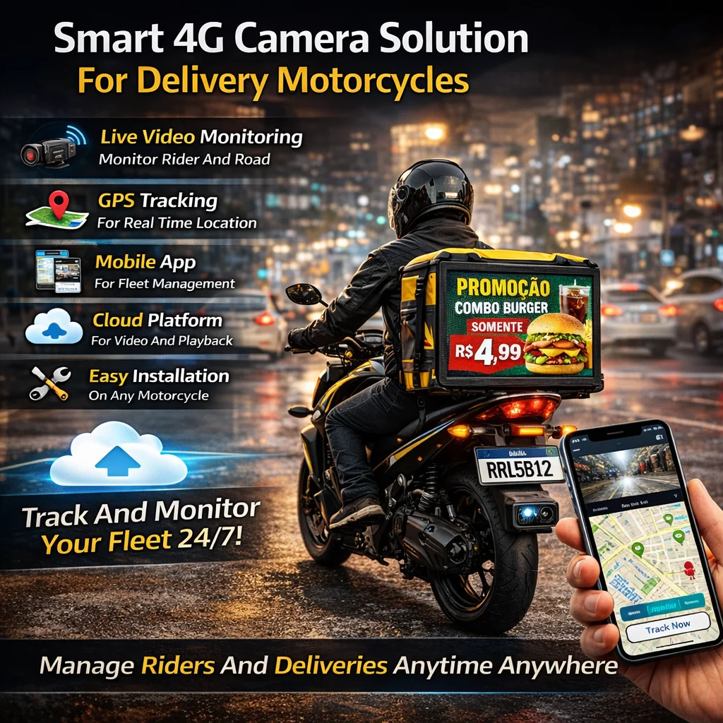 1080P Delivery Rider Camera 4G GPS Tracking Motorcycle Camera Real Time Video Delivery Rider Fleet Management System