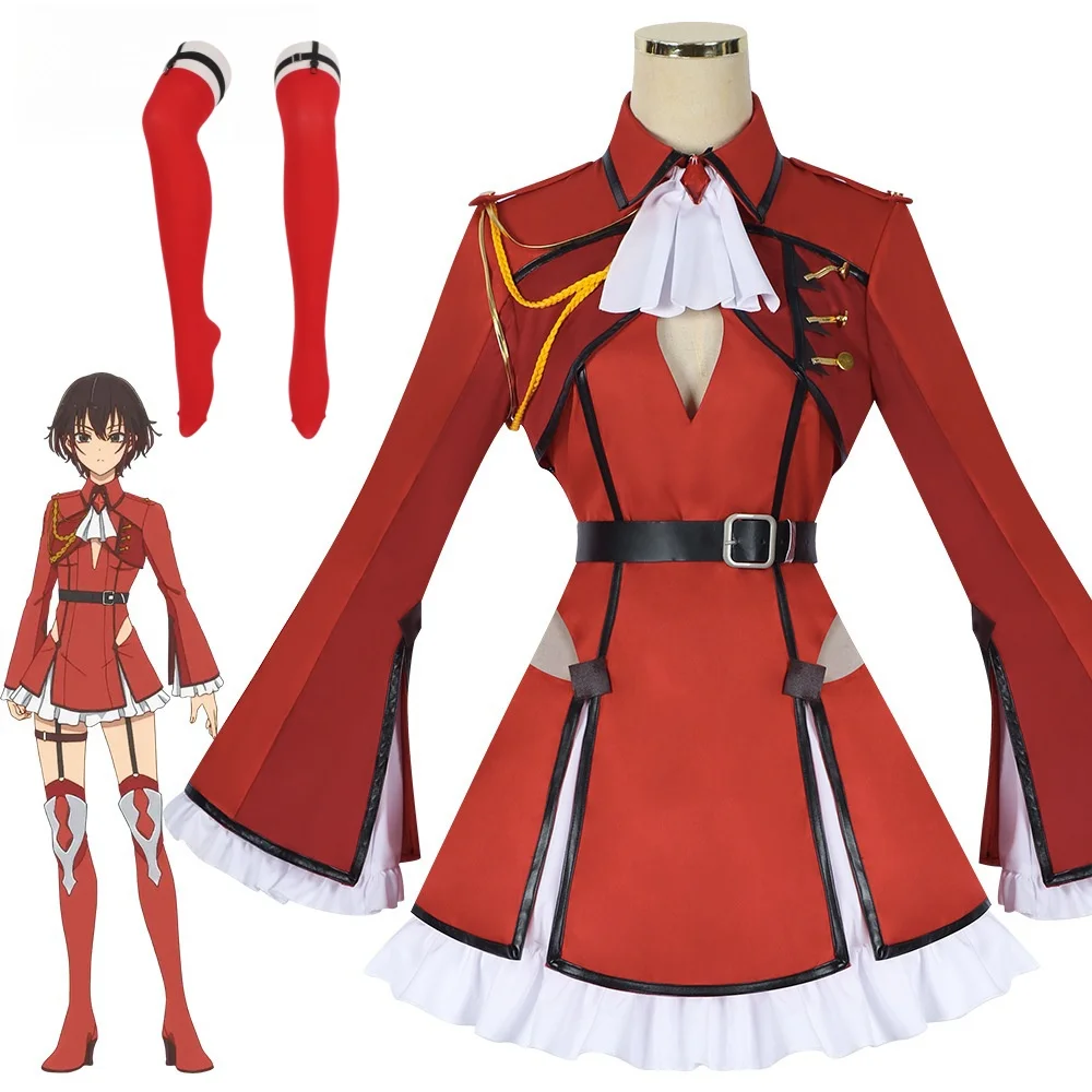 

Bell Anime Bye Bye Earth Cosplay Costume Red Uniform Dress Full Set Halloween Christmas Party Suit