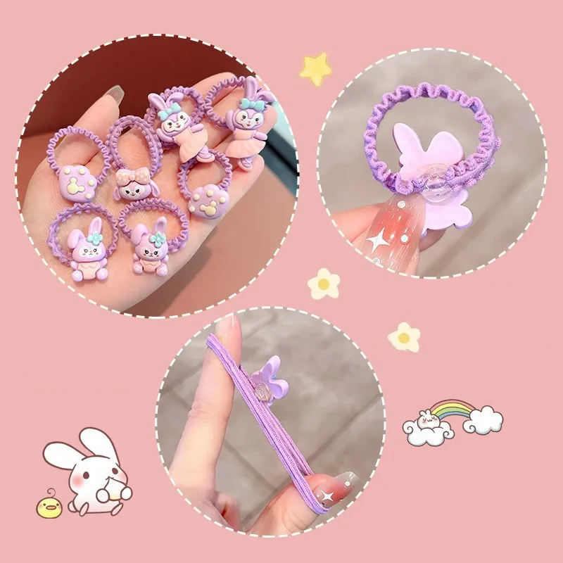 10Pcs Cute Disney StellaLou Lotso Hair Rope Cartoon Elastic Hair Rubber Band Girls Hair Accessories