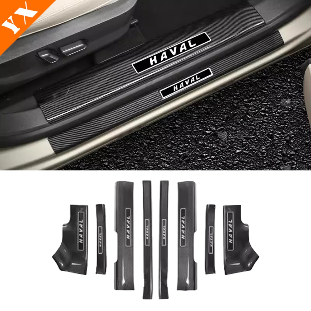 

For GMW haval h6 Accessories 2024 Carbon look Garnish Car Door Sill Scuff Plate Welcome Pedal Protection Trim 4pcs