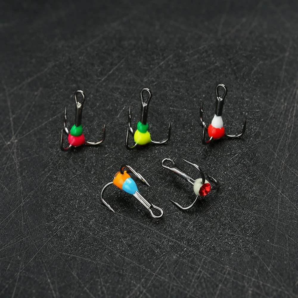 

5pcs Winter Fishing 8#10#12#14# Sinking Bait Hooks With Barbed Durable Steel Treble Hooks Ice Fish Tackle Tool Accessories