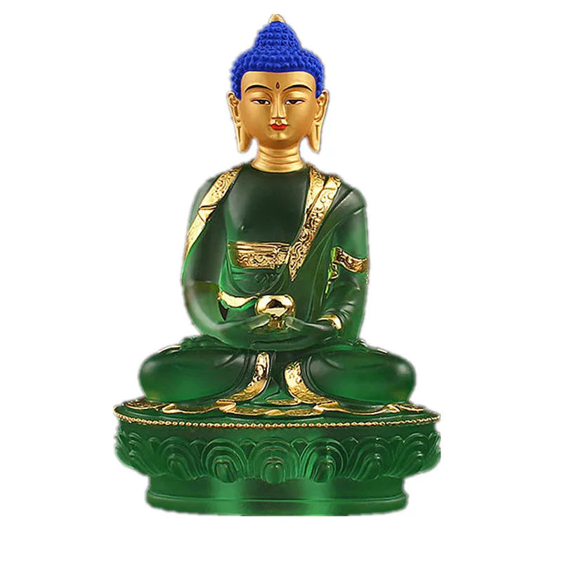 Delicate 20.5cm Green Color Resin Auspicious Rulai Buddha Statue,Tibetan Keep Safe Suppliers Home Putting Decorations Figurines