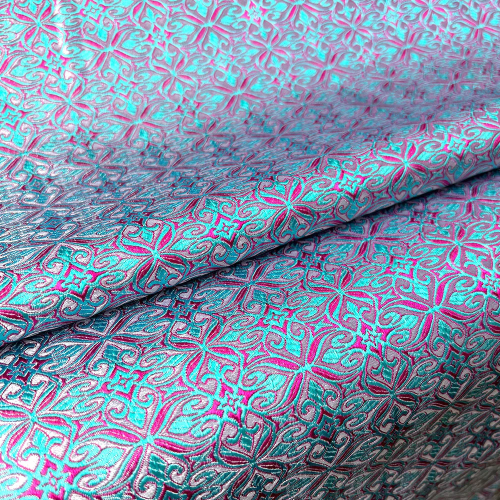 Brocade Jacquard Fabric Damask Flower Pattern DIY Sewing Cushion Cover Kimono Pillowcase Bags Cheongsam Clothing Mongolian Robe