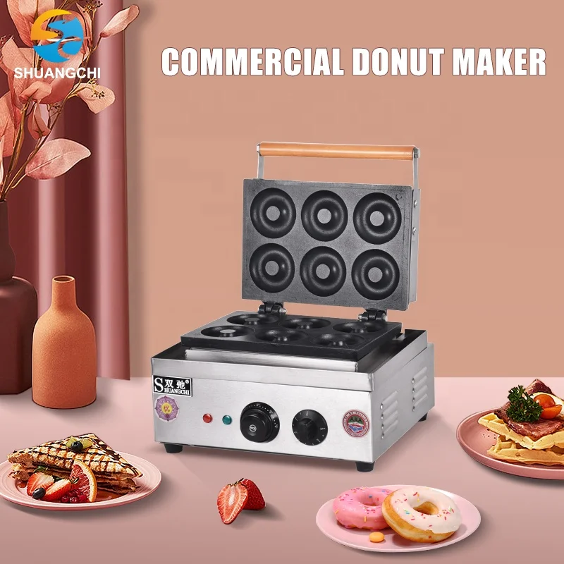Commercial 6pcs Donut Waffle Machine New Industrial Snack Equipment Doughnut Crispy Machine and Other Snack Machine
