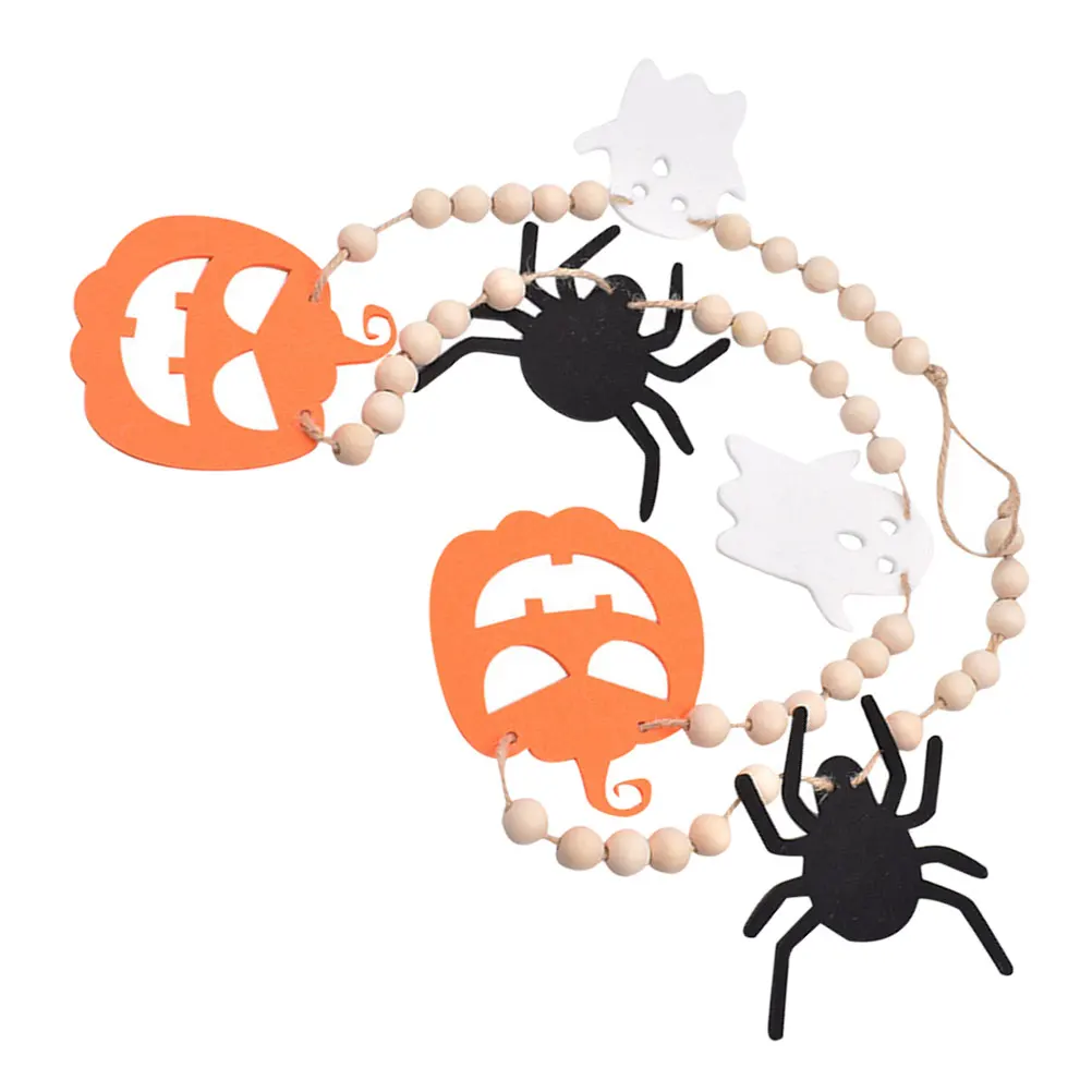 

Wood Bead Garland Halloween Rustic Wooden Beads Wall Hanging Decor Farmhouse Style Beaded Garland Home Decoration Hanging