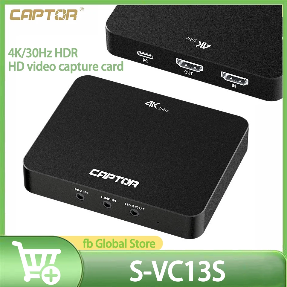 

CAPTOR S-VC13S 4K 30 Гц HDR RGB HD Карта видеозахвата HD Прямая трансляция записи Интерфейс USB3.2 (Gen1) Type-C