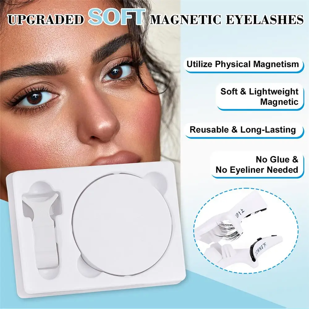 No necesita pegamento, alambre magnético suave, pestañas postizas, curvatura ajustable, Kit de pestañas magnéticas reutilizables, aspecto Natural con aplicador