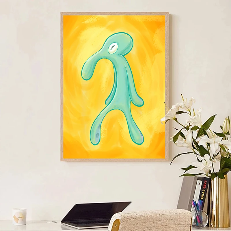 جريء و Brash معرض الفن قماش اللوحة يطبع المشارك الكرتون مضحك Squidward جدار صورة فنية الشمال غرفة المعيشة ديكور المنزل