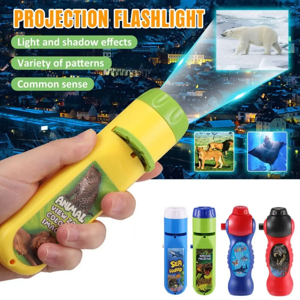 

Портативный образовательный проекционный фонарик с героями мультфильмов для обучения сном, детский проектор, пластиковый фонарь с динозавром, звездным небом