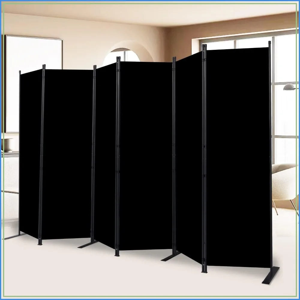 

6 Panel Room Divider & Folding Privacy Screen for Room Separation, Freestanding Fabric Wall for Office, Bedroom, Studio Dorm
