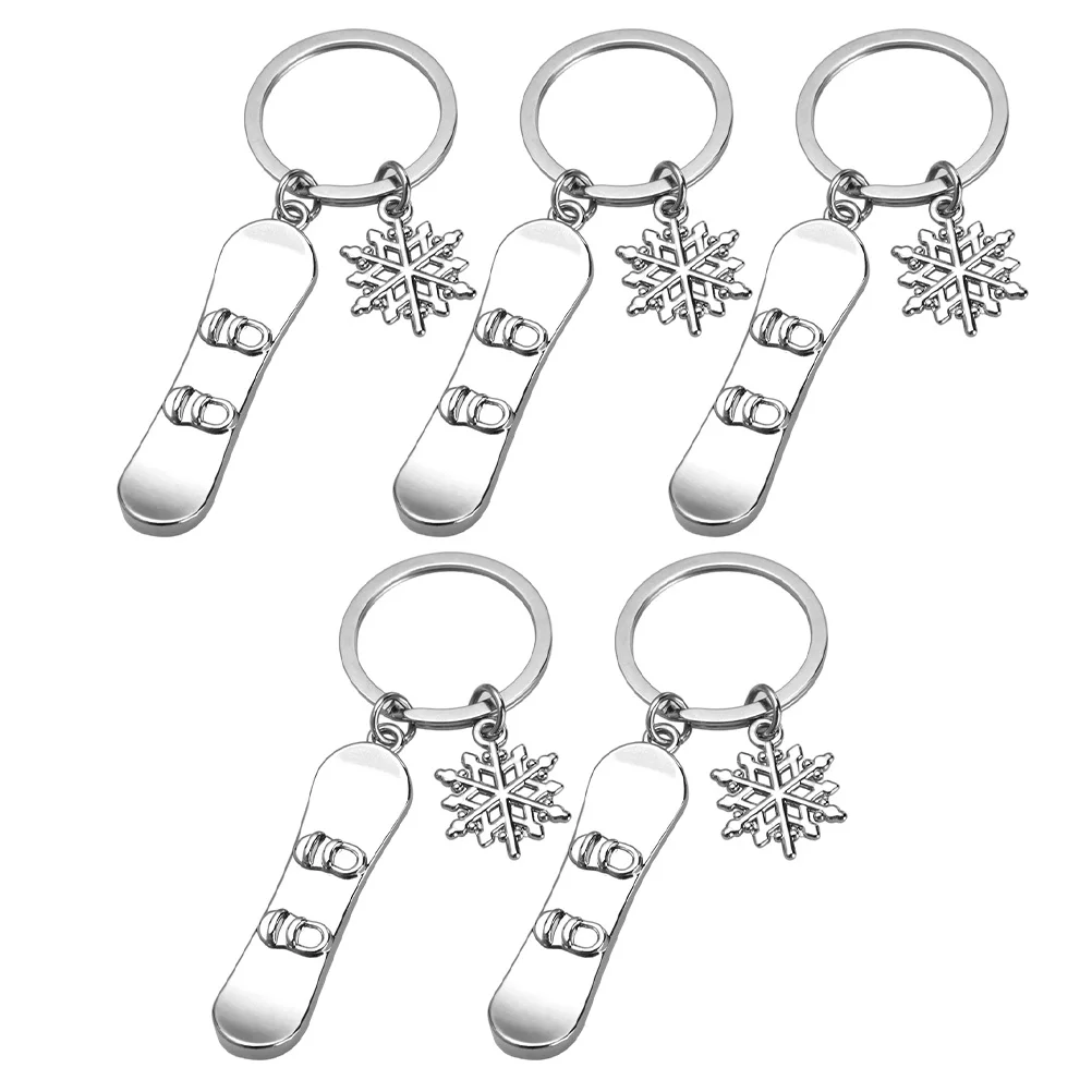 5 Pcs Snowboard Keychain Ski Pendant Hanging Sled Small Creative Zinc Alloy Adorable Skis