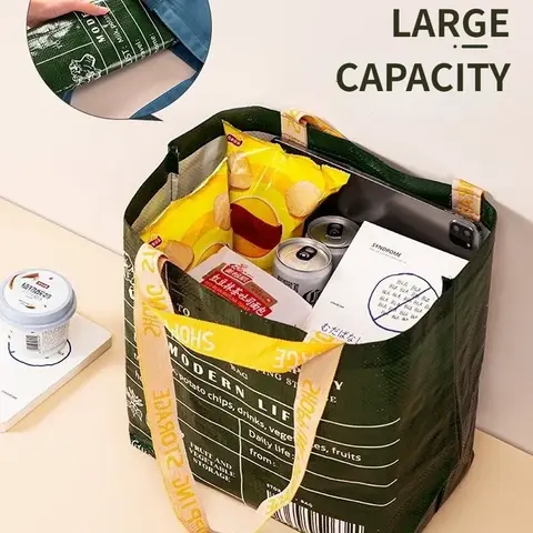 Large-capacity Waterproof Supermarket Grocery Shopping One-shoulder Portable PP Woven Shopping Bag for Retail Store,boutique