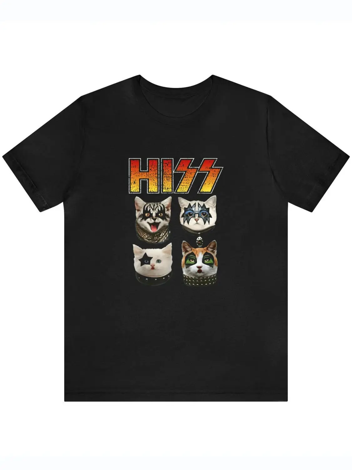 

T-shirt À Manches Courtes Imprimé Rétro Hip-hop Chat T-shirt Décontracté Américain À La Mode Pour Hommes Et Femmes En Pur Coton