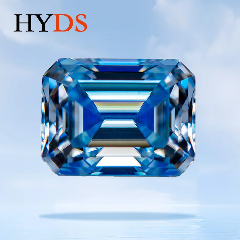 

Moissanite Stone Gemstone Ice Blue Color VVS1 Emerald Cut Charms DIY for Advanced Jewelry Making Materials with GRA Certificate