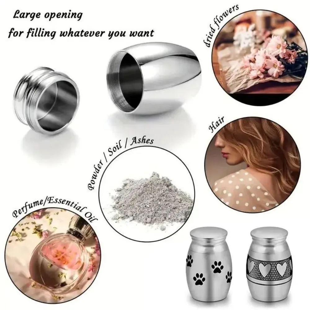 Pet Pendant Paw Print Pet Urns Keychain Dog Cat Ashes Waterproof Dog Ashes Keepsake Pet Puppy Metal Pet Urns Keyring Souvenir