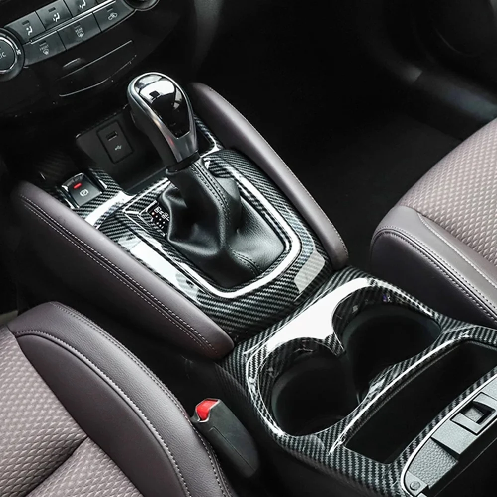Car Center Console Gear Box Shift Panel Cover Water Cup Holder Trim Decoration for Nissan Qashqai J11 2016-2019