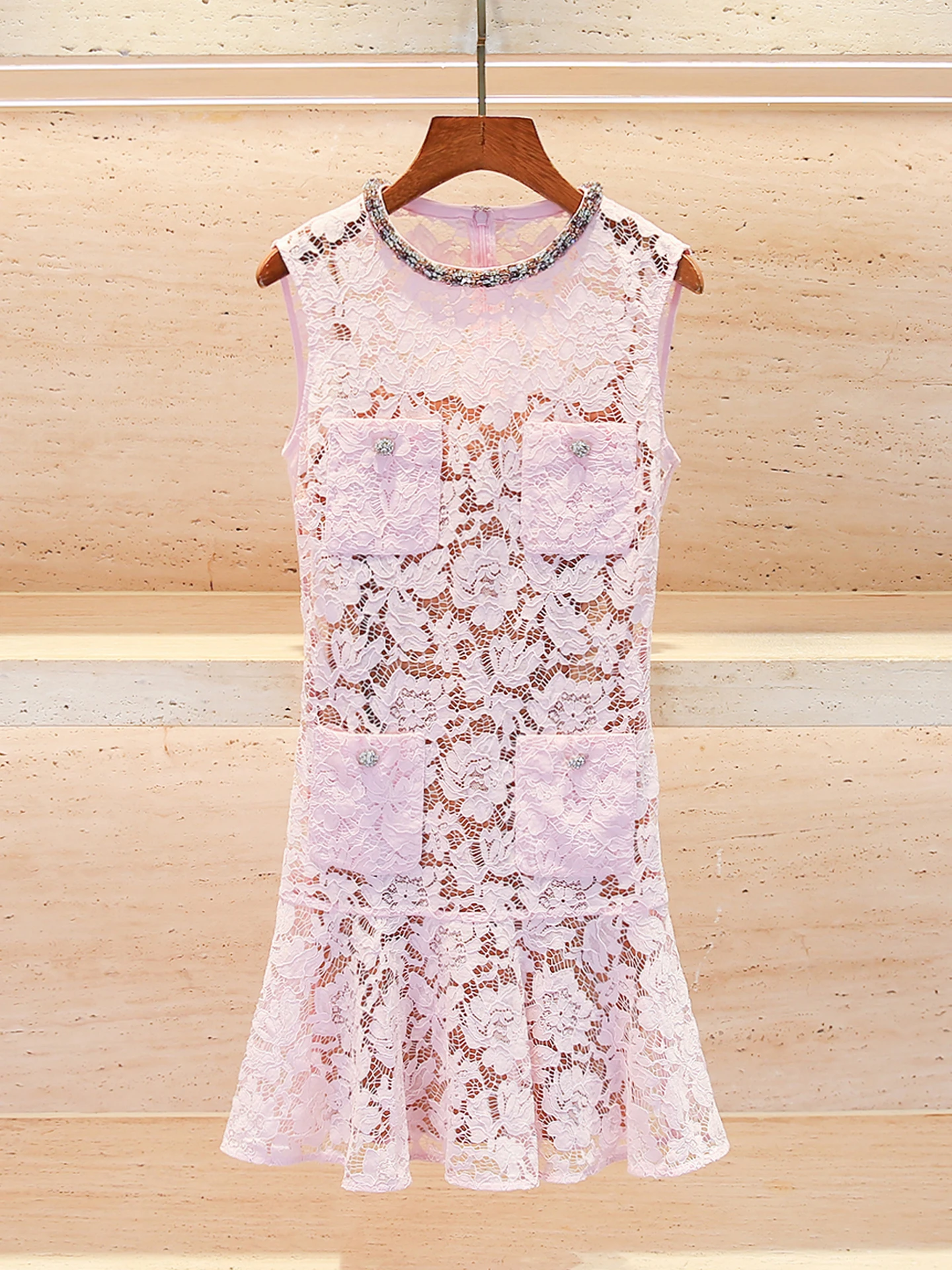 

Роскошное женское летнее платье-жилет с кружевом и стразами, элегантное, простое, с завышенной талией, весна-осень, стандартный крой, на молнии сзади