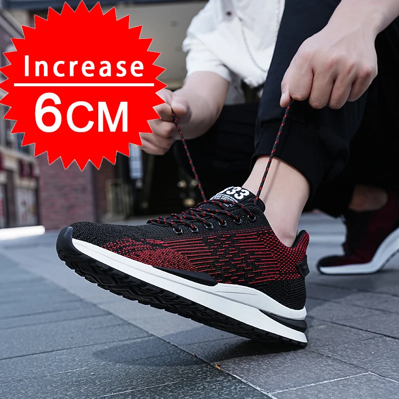 Fashion Breathable Elevator Shoes Man Sneakers Heightening Shoes Height Increase Insoles 6CM Men Daily Life Casual Lift Sports