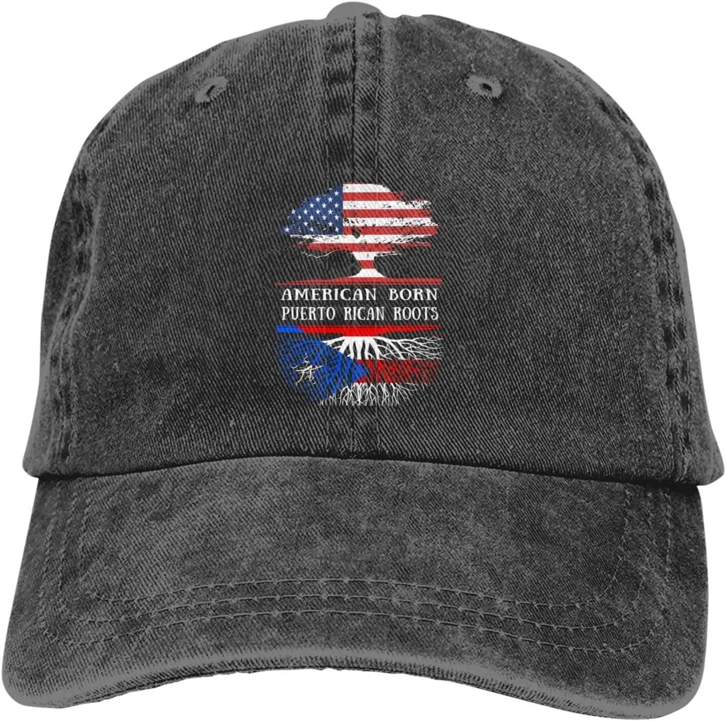 American Born Puerto Rican Rico Roots USA Flag Men Women Baseball Cap Adjustable Dad Trucker Cotton Denim Hats