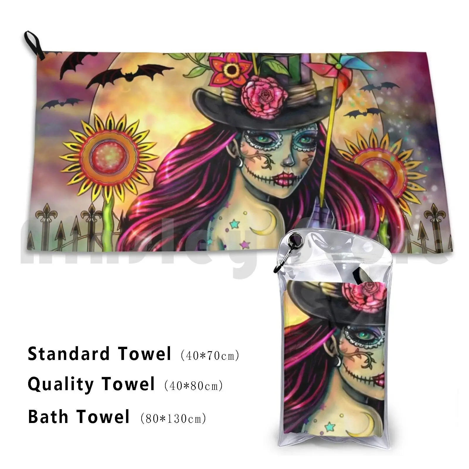 Towel Sugar Skull Girl Fantasy Artwork By Molly Harrison 3080 Halloween Mardi Gras Fantasy