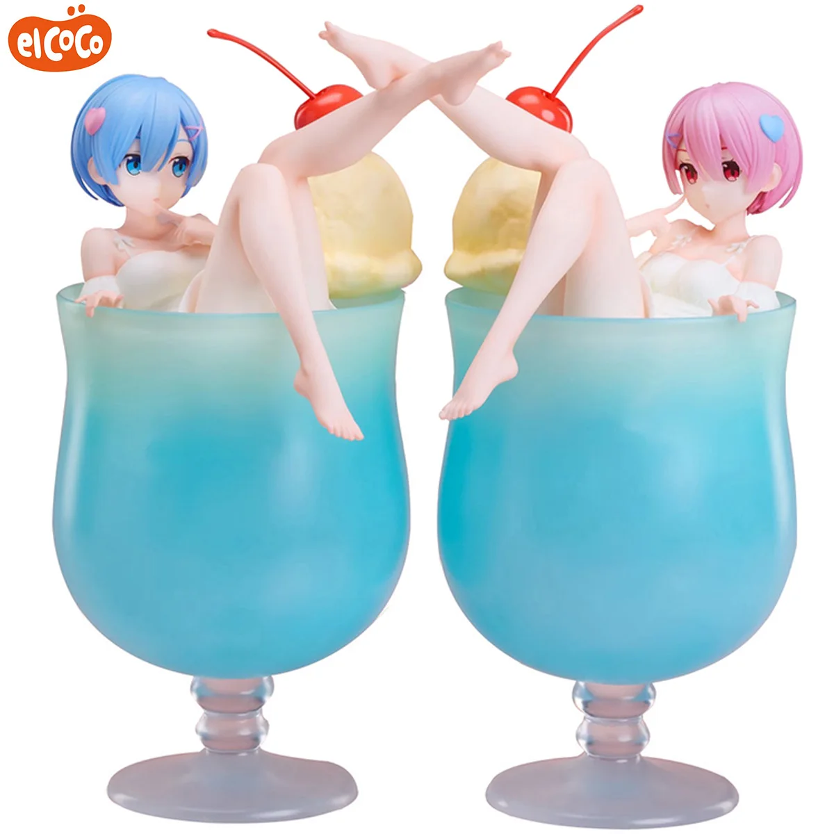 

elCOCO 1/7 Re:ZERO Starting Life in Another World Ram Rem Cream Soda Ver. Original Anime Figure Collectible Model Toy