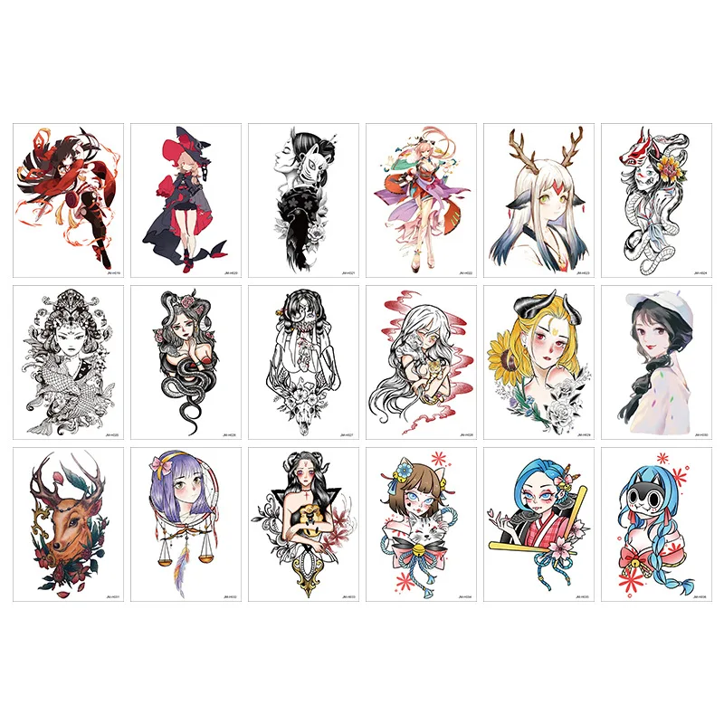 18pc New Flower Arm Temporary Tattoo Stickers Set Female Waterproof Color Big Picture Half Arm Chest Thigh Sexy Art Fake Tattoo