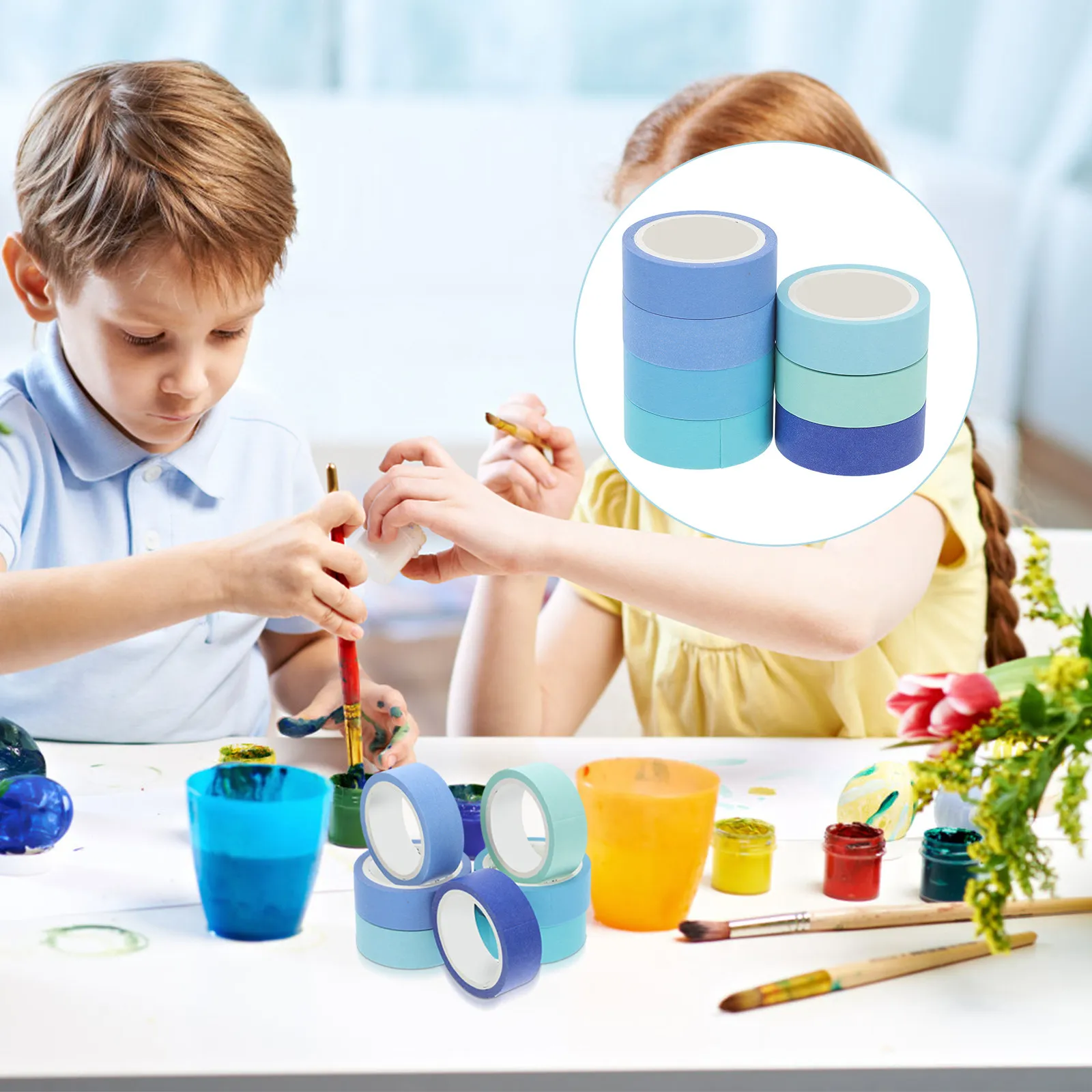 

Набор из 7 рулонов базовой клейкой ленты васи: тонкая японская бумажная лента с поверхностью для письма, легко отслаивается и прилипает, для джанк-журналов и блокнотов