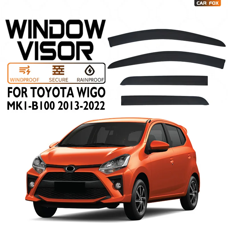 

4Pcs For Toyota Wigo 2013-2022 Black Car Window Visor Awning Shelters Windshield Side Window Rain Sun Shade Auto Accessories