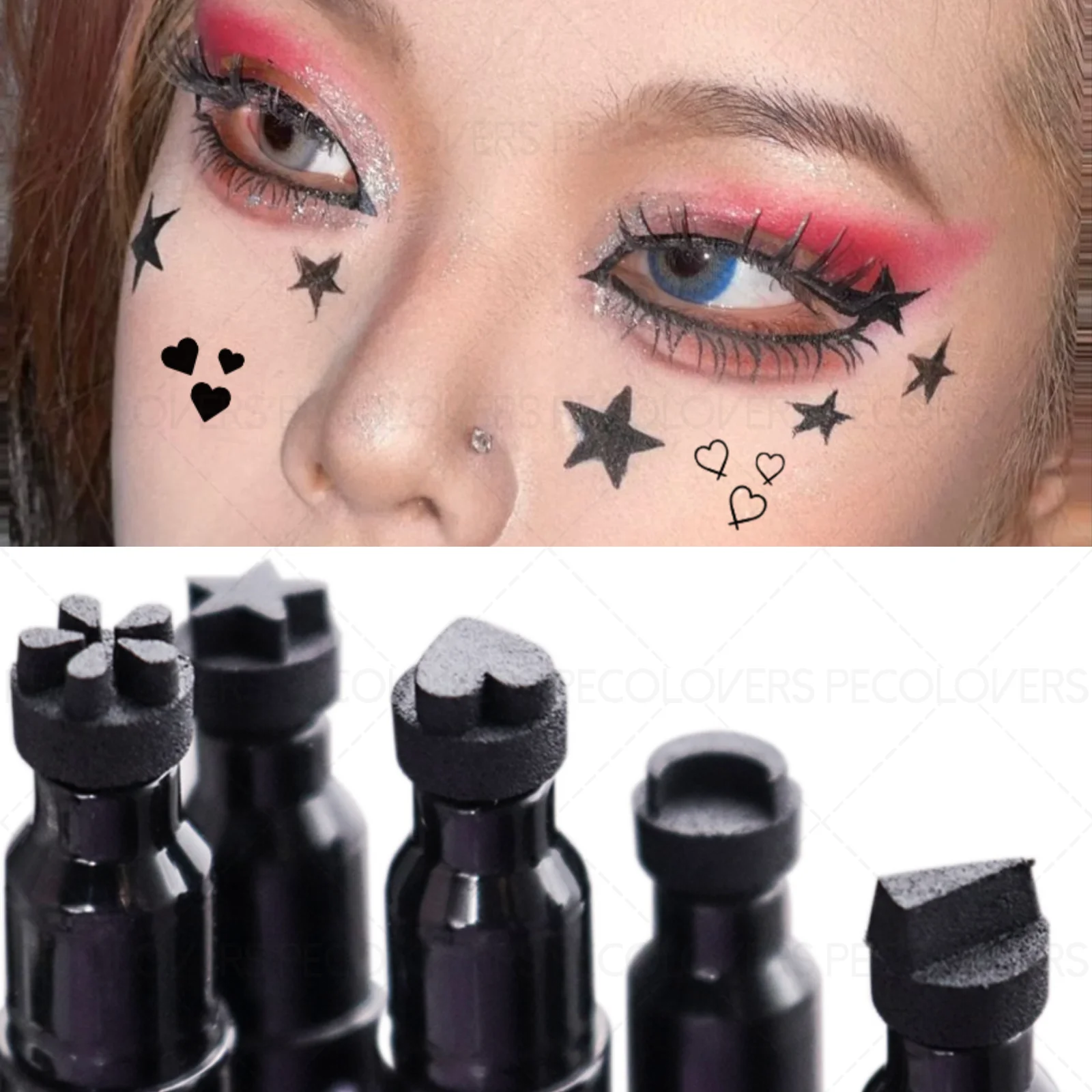 1PC 2-in-1 wasserfester Eyeliner – schnell trocknend, glatt, wischfest, anfängerfreundlich, geeignet für Halloween-Weihnachtsmake-up