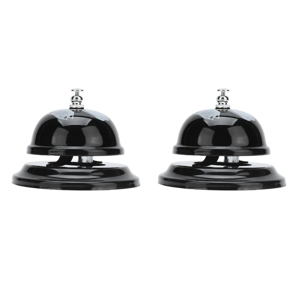 2 PCS Stainless Steel Service Bell Nonslip Base Clear Sound Call Bell Black Polished Finish Ring Bell