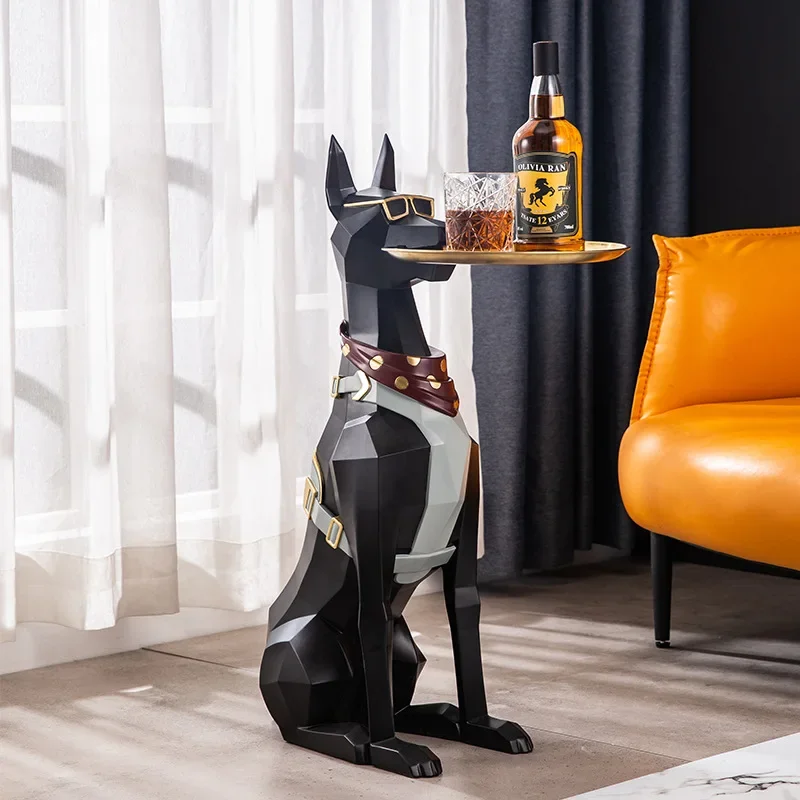 Nordic Large Landing Dog Statue Sculpture Home Decor Storage Organization Gift Modern Animal Figurines Living Room Decoration
