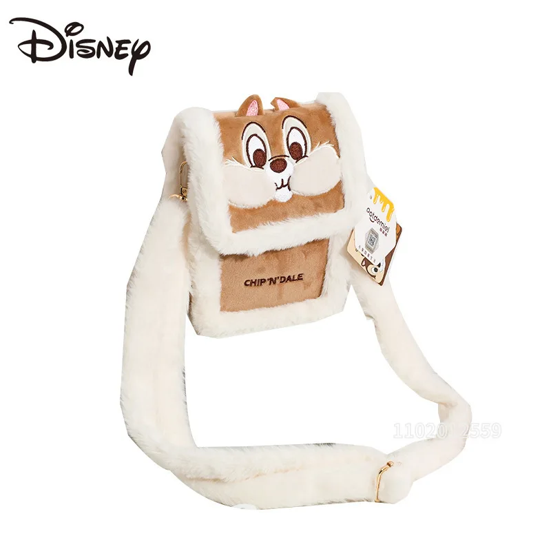 Disney New Mini Women's Shoulder Messenger Bag Luxury Brand Original Women's Plush Shoulder Bag Cartoon Mini Plush Women's Bag