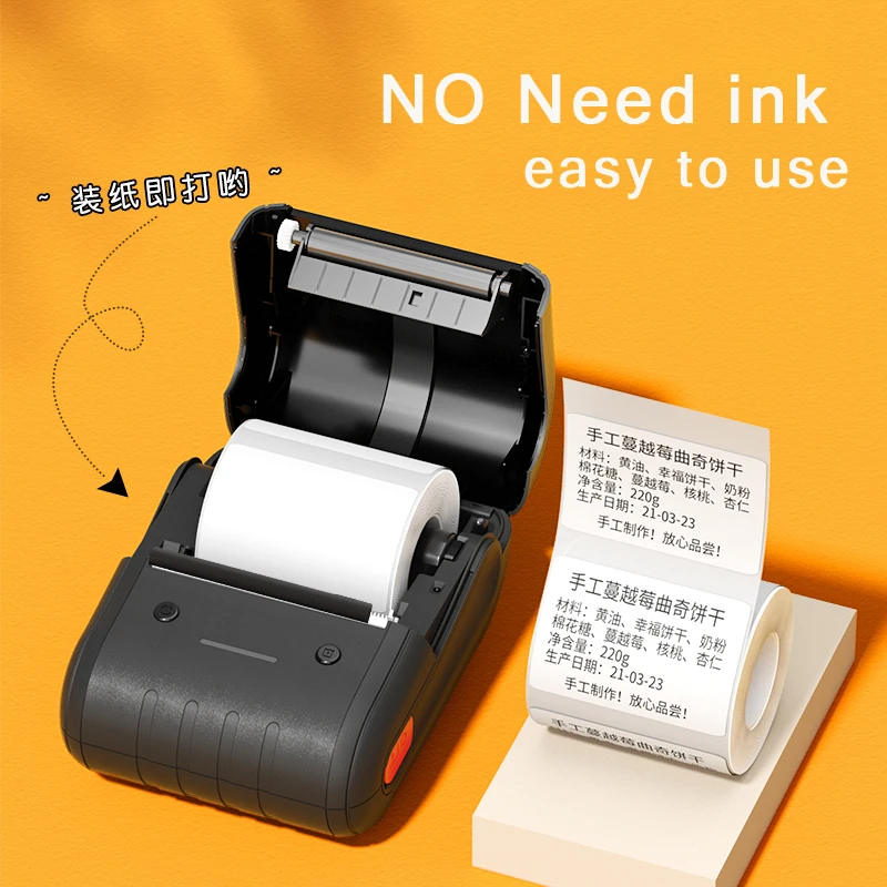 Niimbot B203 Thermal Label Printer Plus 5 Rolls Paper Portable Handheld  Mini Sticker Color Rolls Sticker Cable Tag Price