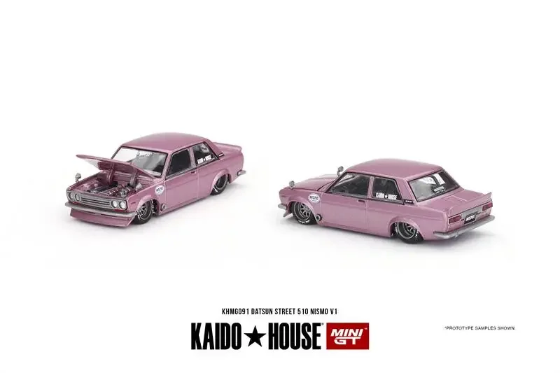 

Kaido House x MINI GT 1:64 Datsun 510 Street V1 Pink/510 Wagon #0 Blue/Skyline R34 V1 #7 Diecast Model Car