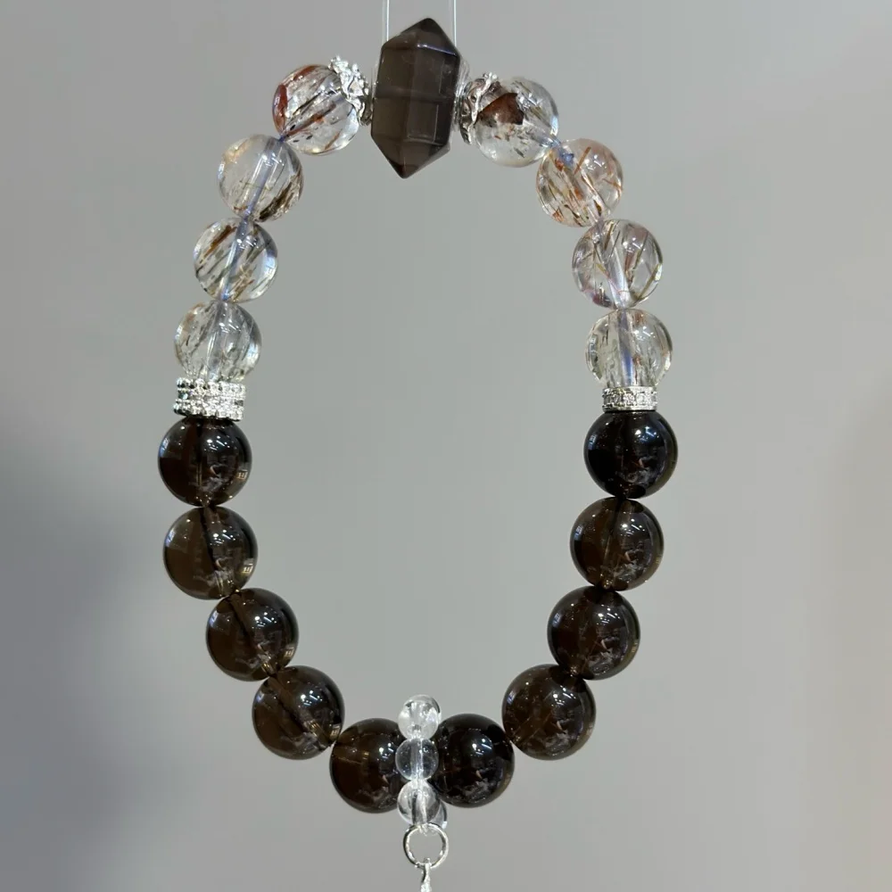 1PCS 10MM Natural Smoky Quartz Black Golden Super Seven Bead Bracelet for Women Fashion Crystal Healing Energy Gemstone Jewelry view 6