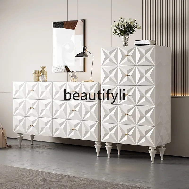 Light luxury six-bucket cabinet Italian minimalist bucket cabinet bedroom solid wood decorative cabinet relief chest