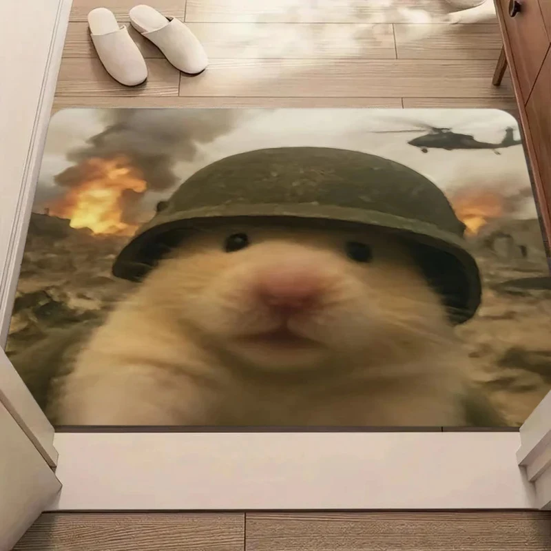 VIKAMA Funny Pilot Hamster Animal Pattern Rug Soft Carpet for Home Living Room Bedroom Kitchen Door Welcome Mat